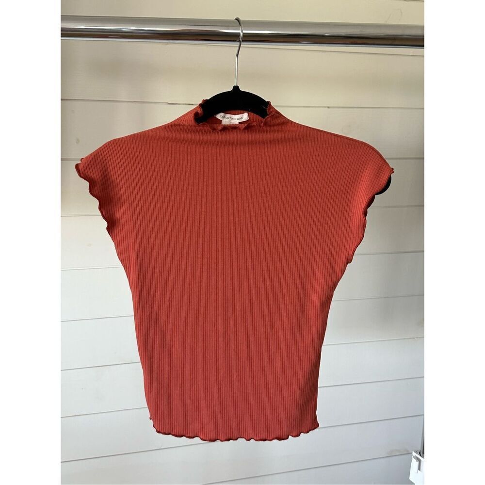 Mock neck ribbed burnt‎ orange blouse small